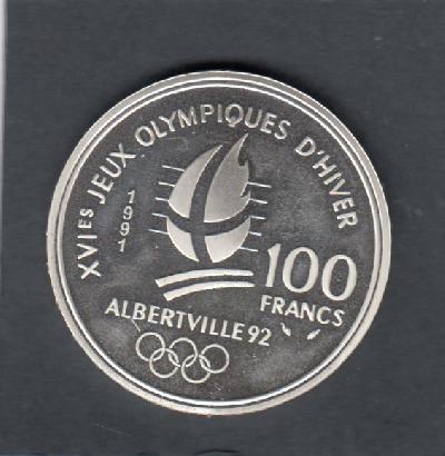 Beschrijving: 100 Francs  W-OLYMPIC 92 ICE- HOCKEY